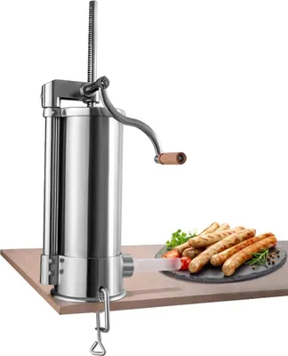 Produktbild von Ręczna nadziewarka do kiełbas COSTWAY 6L, maszyna do kiełbas wykonana ze stali nierdzewnej, maszyna do napełniania kiełbas srebrna, prasa do kiełbas z zaciskiem stołowym, strzykawka do kiełbas z 6 rurkami do napełniania