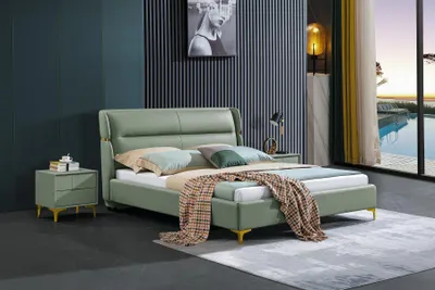 Produktbild von Bett Polster Design Luxus Doppel Hotel Betten Schlaf Zimmer Luxus Grün 180x200cm