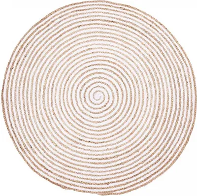 Image de Tapis de jute rond fait main avec un simple motif SPIRALTRY