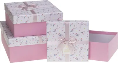Obrázek produktu pro Dárková krabička s mašlí, 3 ks, růžová Rozette