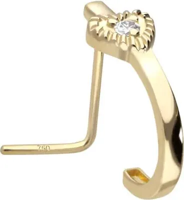 Produktbild von Nasenpiercing, Nasenstecker 14/18 Karat Gold Nasenstecker MOISSANIT + HERZ
