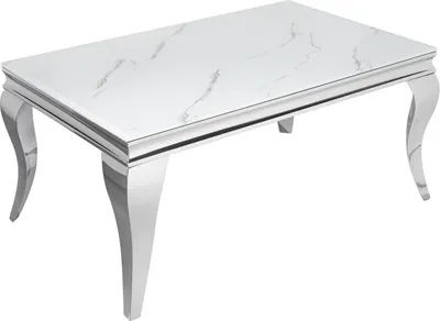 Produktbild von riess-ambiente Eleganter Couchtisch MODERN BAROCK 100cm Glasplatte in Marmoroptik Edelstahlbeine Beistelltisch Tisch