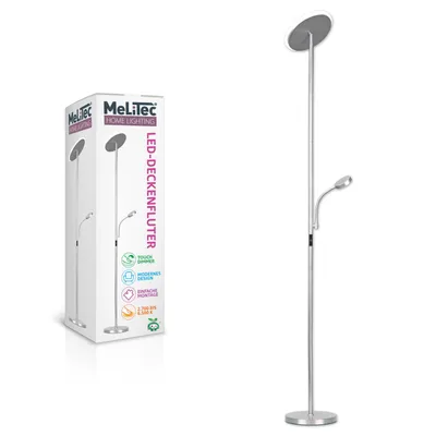 Produktbild von Deckenfluter mit Leseleuchte, Dimmbar, Titan, Rund, ST58, MeLiTec