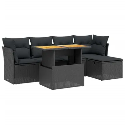 Immagine prodotto di vidaXL Set di divani da giardino a 6 pezzi con cuscini in rattan nero