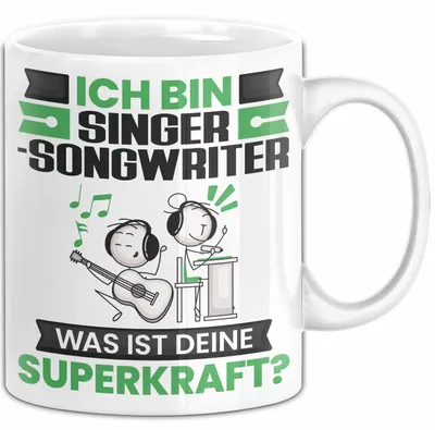 Produktbild von Singer-Songwriter Tasse Geschenk für Singer-Songwriter Geburtstag Lustiger Spruch Kaffee-Becher Was Ist Deine Superkraft (Weiß)