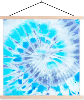 Produktbild von MuchoWow® Textilposter Sommer - Krawattenfärbung - Blau 120x120 cm mit holzfarbenen Rahmen - Textil-Poster
