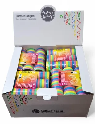 Produktbild von Papstar Luftschlangen 4 m "Stripes", 36 Stück