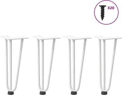 Obrázok produktu pre Nohy do vlasov pre konferenčný stolík 4 ks, biele 30 cm, masívna oceľ
