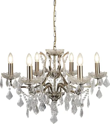 Produktbild von Kronleuchter Kristall Metall E14 B: 70 cm H: max. 125 cm in Messing Antik Klassisch Lüster Pendelleuchte