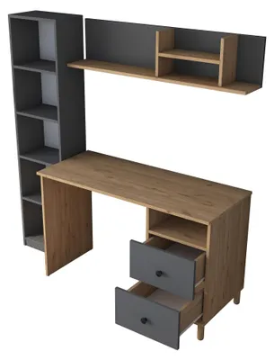 Produktbild von Venetico - Schreibtisch, 120x50x162h cm Eiche Braun, 9 Regalböden