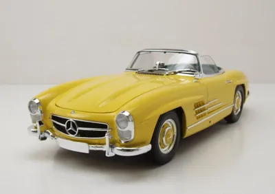 Produktbild von Minichamps 180039044 Mercedes 300 SL W198 Roadster Hardtop 1958 gelb schwarz 1:18