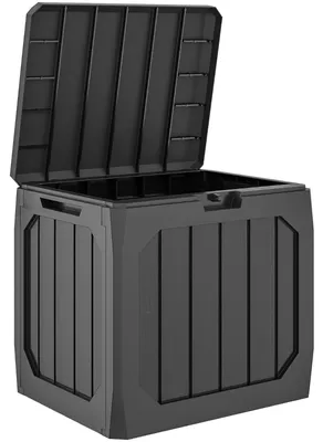 Produktbild von Gartenbox Kunststoff 121 l mit Griffen Schwarz, für Garten, Balkon, Terrasse