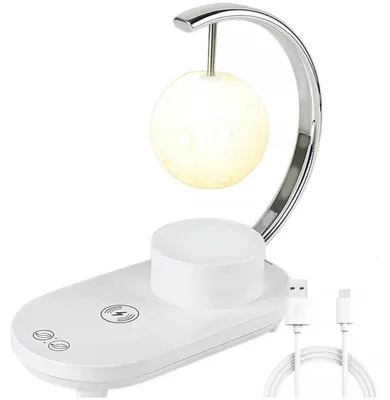 Zdjęcie produktu dla Verk 12368 Lampka z głośnikiem Bluetooth, podświetleniem RGB i funkcją bezprzewodowego ładowania, księżyc