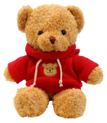 Productafbeelding van Teddybeer met kap, pluche knuffel, rood, 50 cm