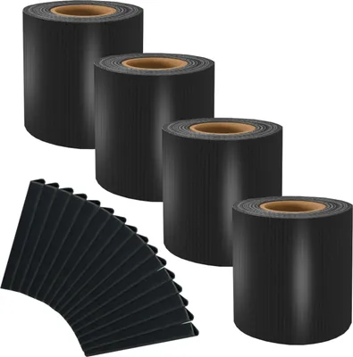 Produktbild von Sellon24® PVC Sichtschutzstreifen Doppelstabmatten Zaunfolie 4er Set | 4 Rollen 35m x 19cm Befestigungsclips Sichtschutz Windschutz 450g/m² schwarz