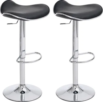 Produktbild von 2-teiliges Barhocker-Set - Hohe Barhocker - Höhenverstellbar & 360° drehbar | Farbe: Schwarz