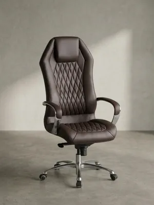 Produktbild von Chefsessel "Milano" Echtleder, Multiblockwippmechanik, Lendenwirbelunterstützung, Aluminiumfußkreuz. Braun, 70x67x136 cm | Kadima Design