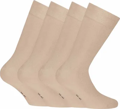 Produktbild von Rohner Basic Uni Socken, 4er Pack - Bambus, Kurzsocken Beige 43-46