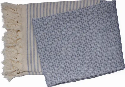 Produktbild von PHLOX Hamamtuch 100 x 200 cm aus 100% Baumwolle, Sauna Tuch, Strandtuch, Yoga Tuch & Spa Tuch - Blau
