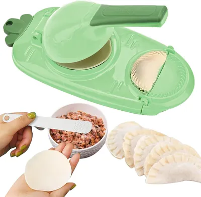 Produktbild von 2-in-1-Knödelformdruck Teigtaschen Hautmacher, Teigtaschenformen, Knödelmacher, Knödelhautform und Knödelherstellungsform, Manuelle Teigpresse,Knödel Skin Maker Knödel Formen (Grün)