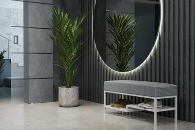 Produktbild von Design Möbel - Sitzbank 80 cm - Industrial Stil - Gepolsterte Bank mit Ablage - Loft Design - Stahlkonstruktion