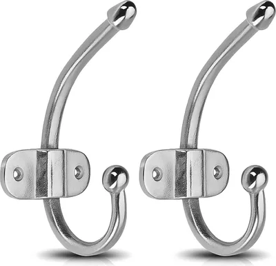 Produktbild von com-four® 2x Wandhaken aus Metall 18 cm - Schwerlast-Kleiderhaken für Werkstatt, Garage oder Keller - robuster Doppelhaken zur Wandmontage