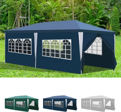 Produktbild von Jayseuw Pavillon 3x6m, Festzelt Gartenzelt Wasserdicht, UV-Schutz, mit 5 Seitenteilen und 1 Eingängen, für Garten Terrasse Feier Party, Blau