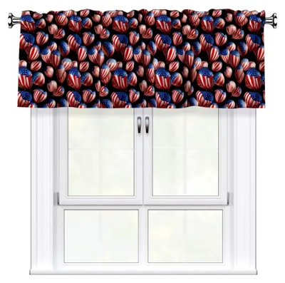 Produktbild von Kurzer Vorhang mit Volant-Stange, 137,2 x 45,7 cm, Motiv: Flagge, Ballon, bedruckt, Heimdekoration, Lichtfilter für Wohnzimmer, Küche, Studio