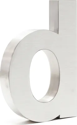 Obrázek produktu pro Číslo domu Wiltec d číslo domu z nerezové oceli stříbrné barvy v moderním 3D designu, výška 20 cm, písmo Arial, odolné proti korozi a povětrnostním vlivům, s montážním materiálem