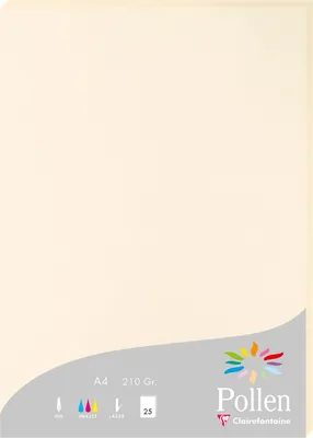 Zdjęcie produktu dla Clairefontaine 24204C papier Pollen A4 210g 25 arkuszy kość słoniowa
