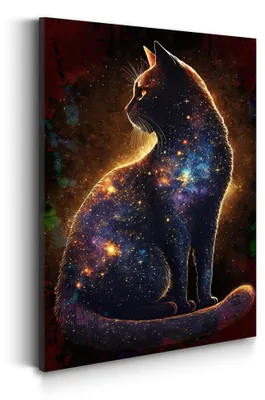 Produktbild von Star Cat Katze Pop Art Leinwandbild Wandbild Kunstdruck XXL Wanddeko: 40x60x2cm