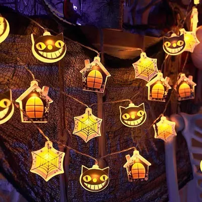 Produktbild von Halloween-Lichterkette, 20 LED-Fensterlichter, batteriebetrieben (Batterien nicht enthalten), Fensterbeleuchtung für die Halloween-Party zu Hause