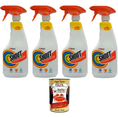 Produktbild von Shout - Fleckenentferner Wäsche Spray Entfernt hartnäckige Flecken sofort, sogar in kaltem Wasser - 4x 500ml + Italian Gourmet polpa 400g