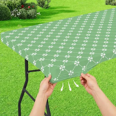 Produktbild von Abwaschbare Tischdecke rechteckig mit Gummizug Salbeigrün 75x183cm