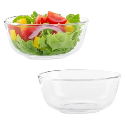 Zdjęcie produktu dla 2x szklana miska okrągła 18 cm - szklana salaterka/miska na płatki śniadaniowe do przystawek, przekąsek, deserów - można myć w zmywarce
