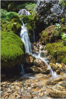 Produktbild von ARTland Wandbild Alu für Innen & Outdoor Kleiner Wasserfall in den Bergen Größe: 40x60 cm
