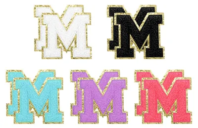 10 Chenille-Buchstaben-Patches, 6 cm, zum Aufbügeln, M, 6 Farben