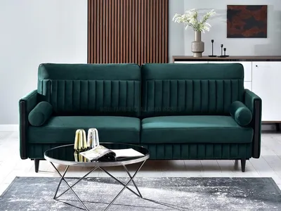 Zdjęcie produktu dla Sofa rozkładana EMELDA - zielona / czarna