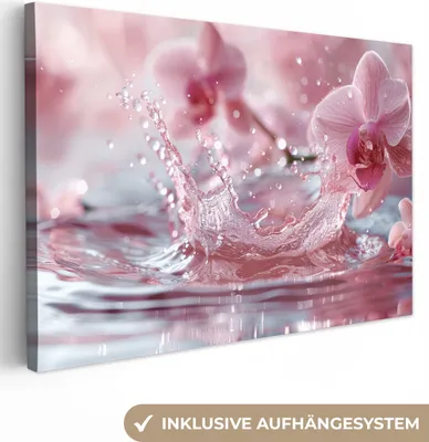 Produktbild von MuchoWow® - Leinwandbilder - Abstrakt - Modern - Wasser - Orchidee, Wandbild, Wanddeko Bilder Wohnzimmer, 30x20 cm