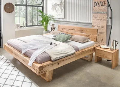 Produktbild von Bett Balkenbett UNIKA Massivholzbett Eiche mit geölter Oberfläche