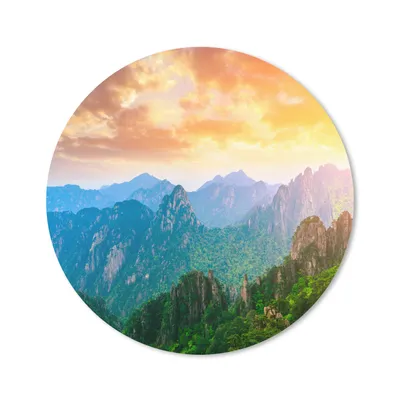 Produktbild von MuchoWow® Mauspad Mousepad Berge - Bäume - Sonnenuntergang - Natur 40x40 cm - Mousepads - Maus Mat - Pad - Mausunterlage - Schreibtisch Accessoires