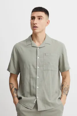 Immagine prodotto di !Solid SDAllan Camicia da uomo a maniche corte in misto lino  Camicia da uomo Camicia da bowling Colletto alla cubana Colletto ribattuto Vestibilità oversize Viscosa di alta qualità