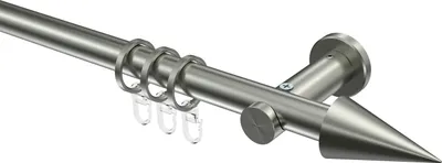 Produktbild von Interdeco Gardinenstange / Vorhangstange Edelstahl-Optik, Typ Platon Savio (Kegel), 20 mm Ø 1-läufig, 140 cm