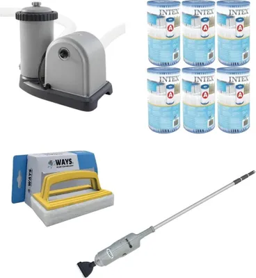 Immagine prodotto di WAYS - Cura della piscina - Aspiratore e pompa filtro 5678 L/u e 6 filtri tipo A & spazzola WAYS