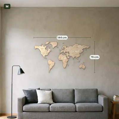 Produktbild von Holz Weltkarte Wandpuzzle Natürliches Holz M (144x79cm)
