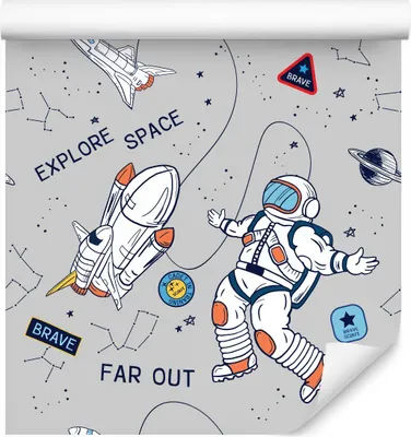 Produktbild von 10m VLIES TAPETE Rolle Kinderzimmer Kosmos Astronaut Planeten Sterne XXL