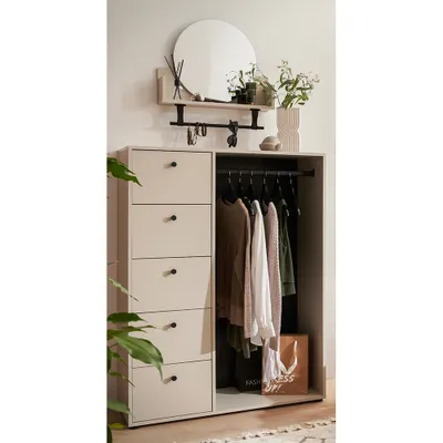 Produktbild von Flurmöbel Set Garderobenschrank Wandregal beige LORCA-80