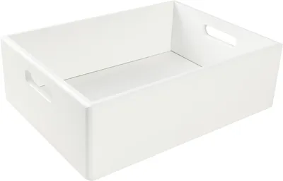 Zdjęcie produktu dla Creative Deco XL Duża Drewniana Skrzynia z uchwytami | 40 x 30 x 13 cm (+/- 1 cm) | Biała| Idealna na dokumenty, zabawki i narzędzia