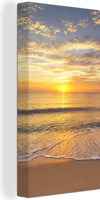Produktbild von MuchoWow® - Leinwandbilder - Strand - Sonnenuntergang - Meer, Wandbild, Wanddeko Bilder Wohnzimmer, 20x40 cm