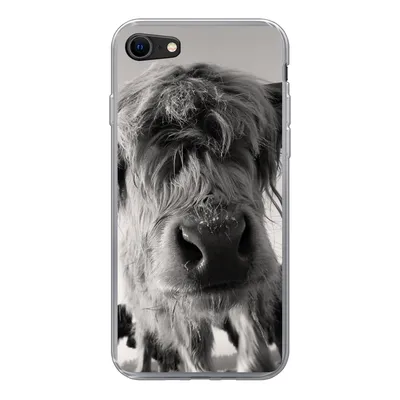 Produktbild von MuchoWow® Handyhülle Schutzhülle Hülle für iPhone 8 Schottischer Highlander - Schwarz - Weiß - Tiere Silikon Softcase Handy Hülle - Schutzhaube